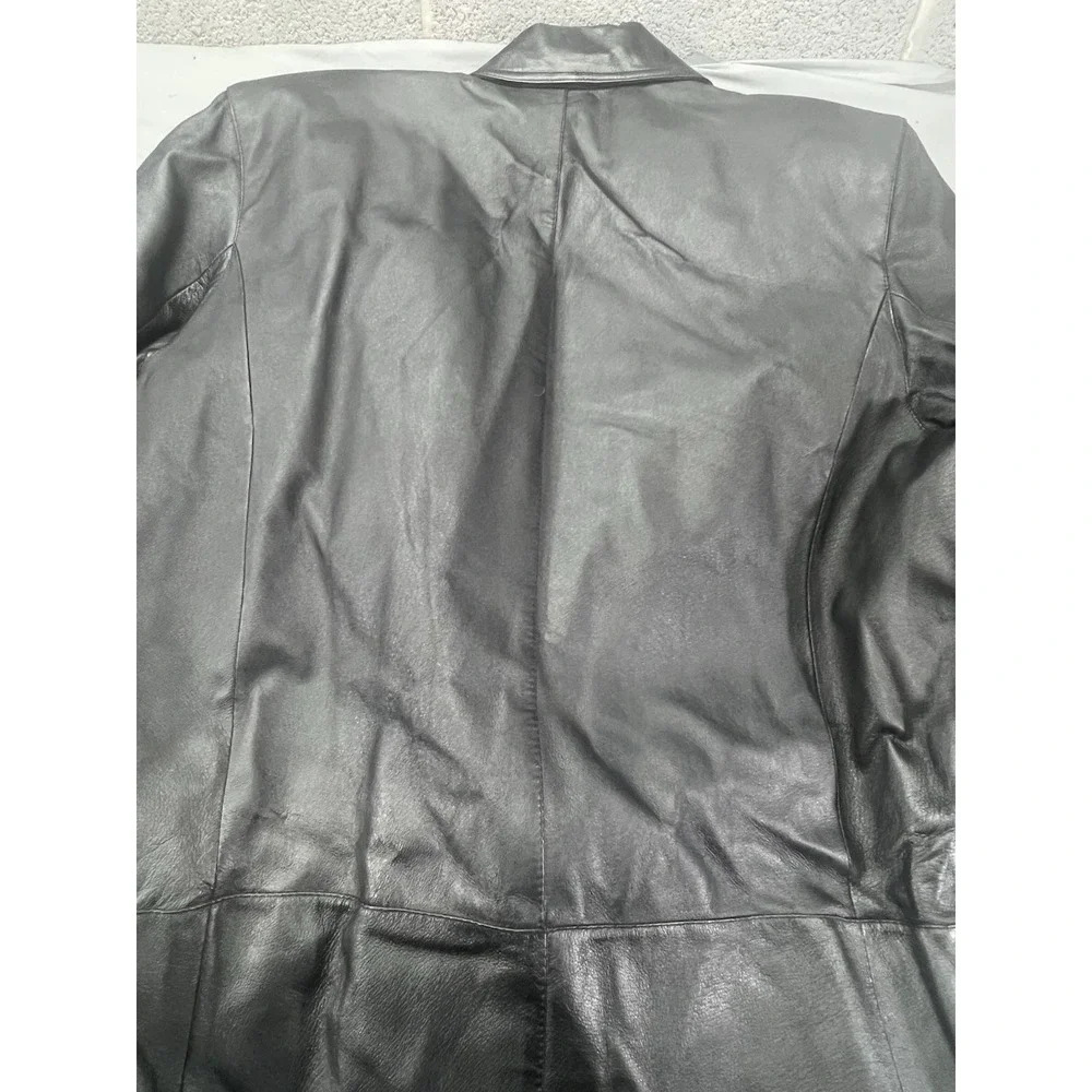 G III Genuine Leather Trench‎ Coat Black Size Large Men's